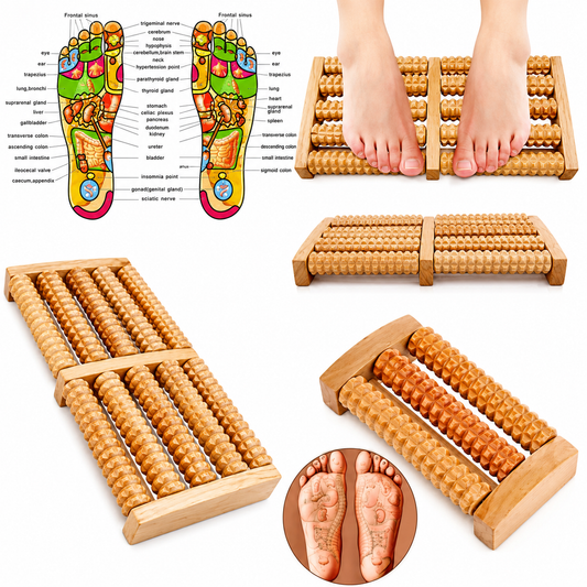 Traditional Wooden Roller Foot Massager Durable Natural Wood Design For Relaxation Stress Relief And Improved Blood Circulation