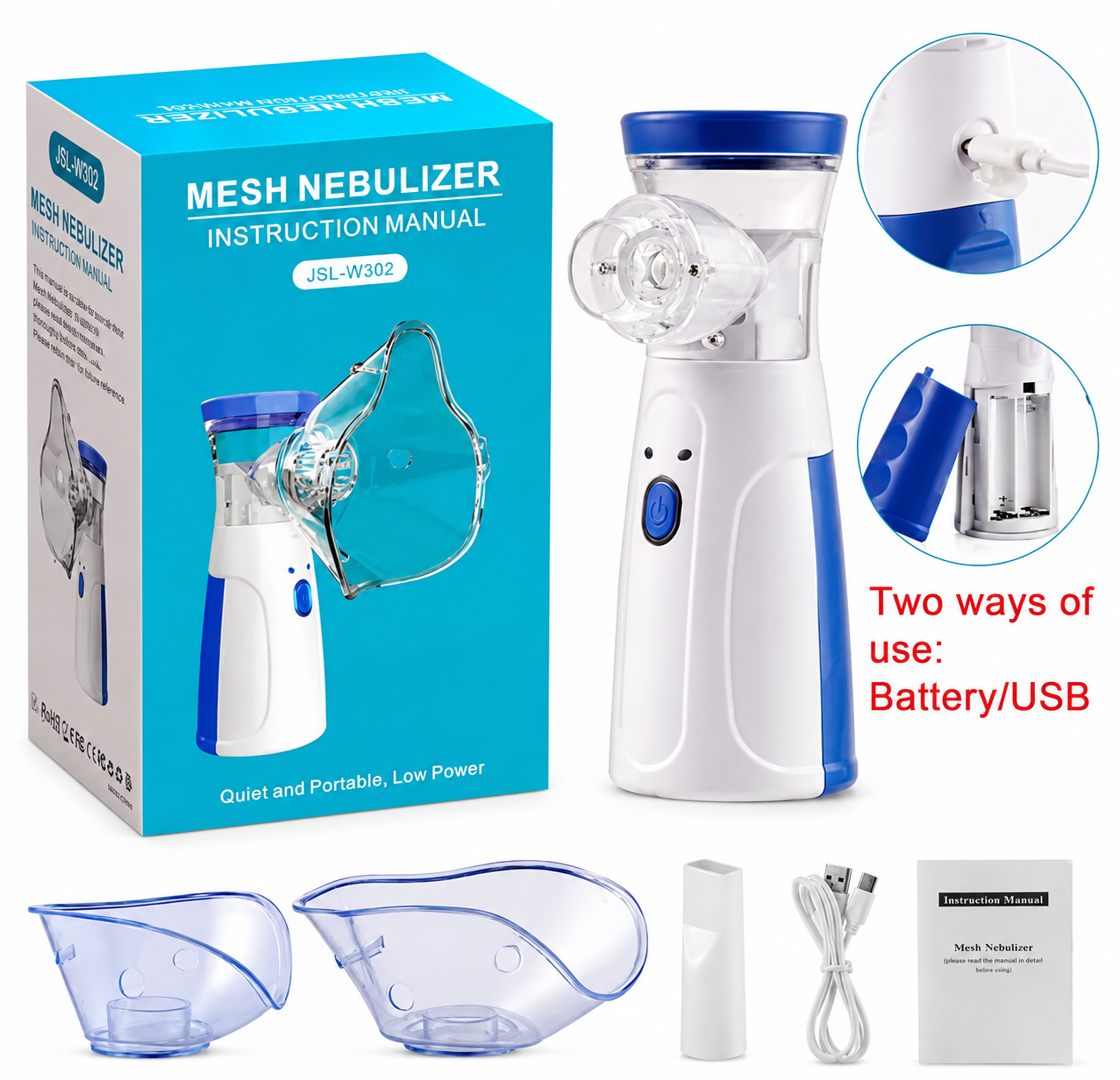 Mini Portable Silent Nebulizer Handheld Inhaler Atomizer: Medical Grade Mesh Technology for Asthma and Respiratory Care